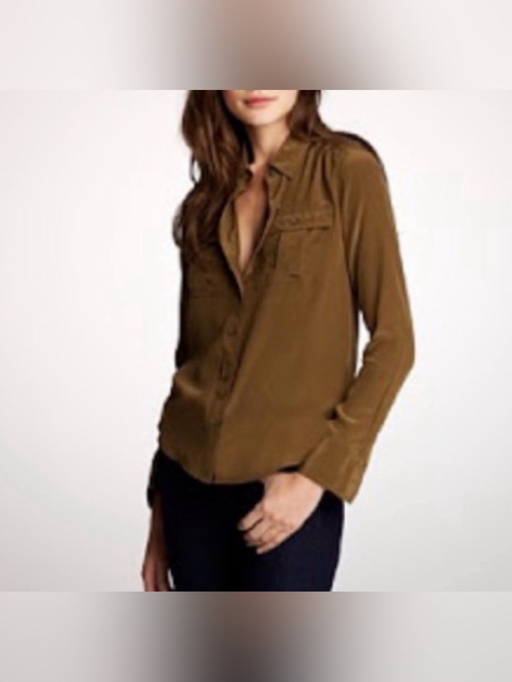 NWT J.Crew "Blythe" 100% Silk Blouse – Olive Green – Size 10